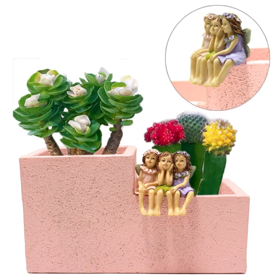 Linda maceta de cactus con forma de ángulo de resina