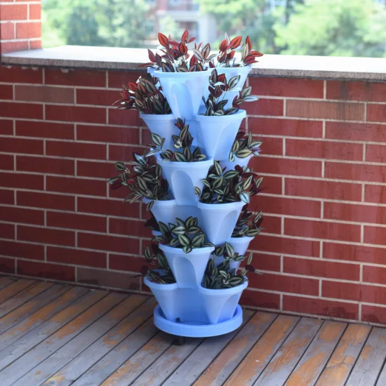 Plantación vertical 3D Torre apilable Flor Vegetal PP Pot