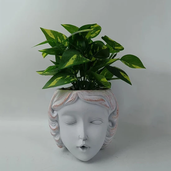 Maceta decorativa personalizada de estilo nórdico para el hogar, figurita de cara humana de cemento, cabeza de planta, decoración de escritorio, macetas de flores