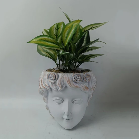 Macetas de cara de cabeza humana de jardín interior personalizadas macetas de cemento para plantas